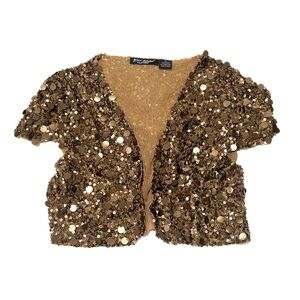 Vintage Y2K Betsey Johnson Sequin Embellished Bolero Cropped Bronze Shrug